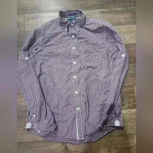 American Eagle Plaid Button Down- Large Vintage Fit Purple & White PLUM RED Y2K
